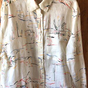 Banana Republic Linen Graphic Button Down